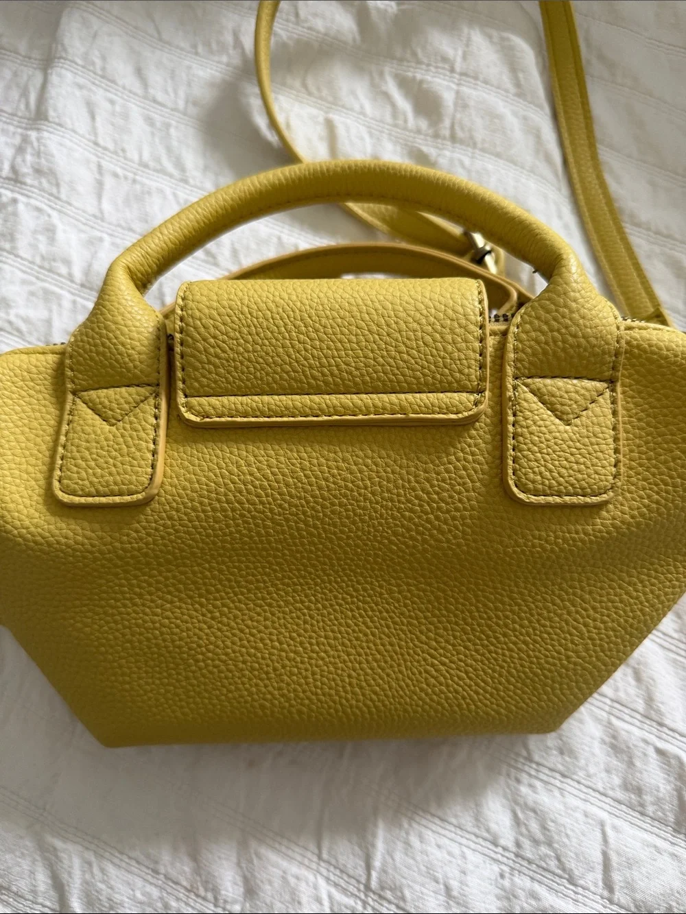 Yellow faux Leather Top-Handle Crossbody Bag